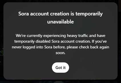 OpenAI Sora unavailable